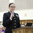 Senior Chief Beverly Ross, from Naval Air Station Lemoore, was a featured speaker Wednesday night.